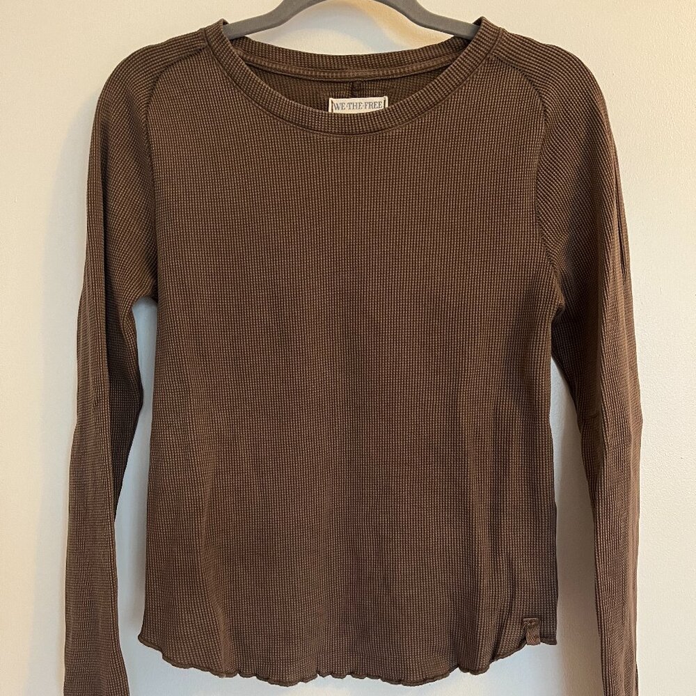 Free People We The Free Brown Waffle Long Sleeve (Medium)
